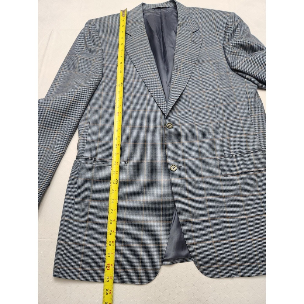 Canali Blazer Mens 54R Blue Plaid Wool Sport Coat Made In Italy Saks Fifth - Picture 4 of 16